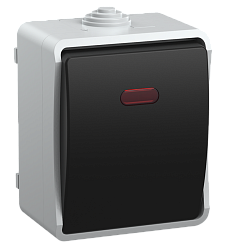 FORS Выключатель 1-клавишный проходной с индикацией для открытой установки 10А IP54 ВС20-1-1-ФСр серый IEK EVS11-K03-10-54-DC