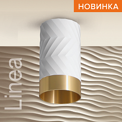 Накладной светильник WOLTA WSL-GU10/09WG IP20 под лампу GU10 Белый/золото LINEA D55x100 1/100 WSL-GU10/09WG