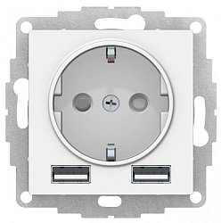 Розетка AtlasDesign 16А с 2-мя заряд. устройствами USB тип A+A 5В/2.4А 2х5В/1.2А механизм лотос SE ATN001330 1739924