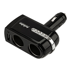 Разветвитель автоприкуривателя, 2 гнезда, 1хUSB (5В, 1000мА) REXANT 16-0238