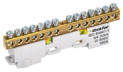 TEKFOR Шина PE "земля" неизолированная на универсальном держателе 6х9-16-Ж IEK TF-NN10-16-DL-K05