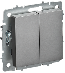 BRITE Выключатель 2-клавишный перекрестный 10А ВС10-2-3-БрС сталь IEK BR-V23-0-10-K46