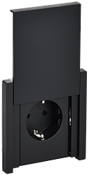FORTE&PIANO Розетка 1-местная с заземлением с защитными шторками и крышкой безвинтовое крепление 16А IP44 FP119 черный IEK FP-R16-16-1-44-K02