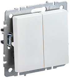 BRITE Выключатель 2-клавишный проходной 10А ВС10-2-6-БрЖ жемчуг IEK BR-V22-0-10-K36