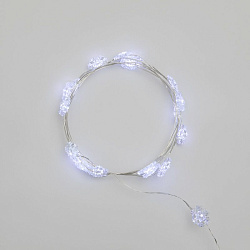 Гирлянда светодиодная Снежинки, 2м, 20LED, БЕЛЫЙ, IP20, 2хCR2032 в комплекте NEON-NIGHT 303-010