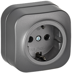 GLORY Розетка 1-местная для открытой установки с заземлением без защитных шторок 16А РС20-3-ХСм сталь матовый IEK ERH11-K46M-16