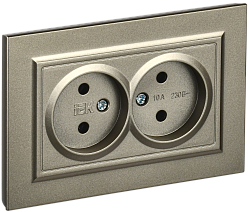 BRITE Розетка 2-местная без заземления без защитных шторок 10А в сборе РС12-2-БрШ шампань IEK BR-R20-10-K37-F
