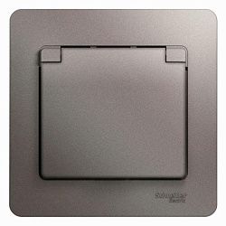 Розетка 1-м СП Glossa 16А IP20 250В с заземл. защ. шторки с крышкой в сборе платина SE GSL001246 454442