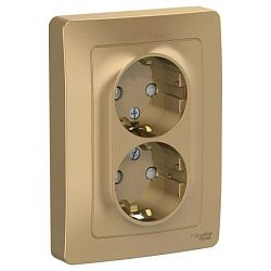 Розетка 2-м СП Blanca 16А IP20 250В с заземл. защ. шторки титан SE BLNRS001124 1210359