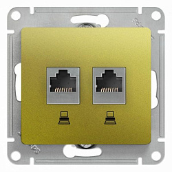 Розетка компьютерная 2-м Glossa RJ45 кат.5E механизм фисташк. SE GSL001085KK 463619