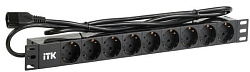 ITK PDU 9 розеток DIN49440 (нем. станд.) 1U, шнур 2м вилка IEC 320 C14, профиль из ПВХ, черный PH22-9D2-P