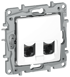 ETIKA Розетка компьютерная двойная RJ45 категория 6 UTP белый 672254