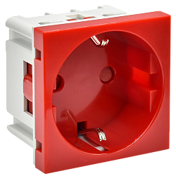 PRIMER РКС-20-30-П-К Розетка с заземляющим контактом защитной шторкой и винтовым зажимом (2 модуля) красная IEK PR-KK40D-RSZH-2-2-K04