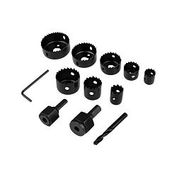 Набор коронок по дереву (19, 22, 28, 32, 38, 44, 54, 64 мм) 2 держателя с ключом Kranz KR-92-0251