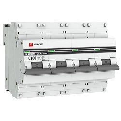 Авт. выкл. 4P 100А (C) 10kA ВА 47-100M без тепл. расцепит. EKF PROxima mcb47100m-4-100C-pro