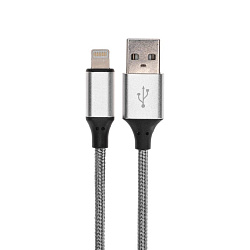 Кабель USB-A – Lightning для Apple, 2,4А, 1м, нейлон, серый REXANT 18-4245