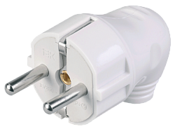 Вилка разборная угловая ВПу11-01-Ст с заземляющим контактом 16А белая IEK 