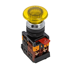 Кнопка AELA-22 желтая с подсветкой NO+NC 24В EKF pbn-aela-1o-24