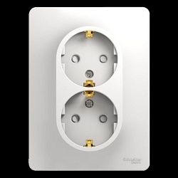 Розетка 2-м СП Glossa 16А IP20 с заземл. защ. шторки в сборе бел. SE GSL000126 275145