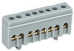 Шина L "фаза" в корпусном изоляторе на DIN-рейку ШНИ-6х9-8-К-Ср IEK YNN10-69-8KD-K02