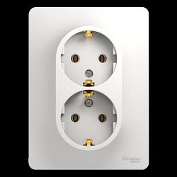 Розетка 2-м СП Glossa 16А IP20 с заземл. в сборе бел. SE GSL000124 275144