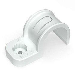 Крепеж-скоба пластиковая односторонняя для прямого монтажа атмосферостойкая белая в п/э d25 мм (50шт PR13.0378