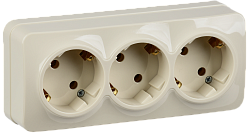 GLORY Розетка 3-местная для открытой установки с заземлением без защитных шторок 16А РС23-3-ХК кремовый IEK ERH31-K33-16