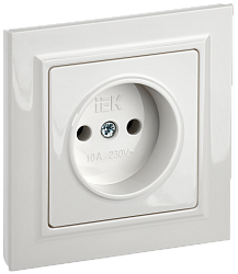 BRITE Розетка 1-местная без заземления без защитных шторок 10А в сб. РСР10-1-0-БрБ белый IEK BR-R10-10-K01-F