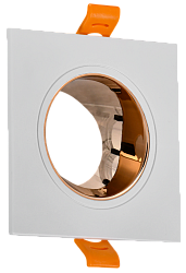 LIGHTING Светильник 4107 встраиваемый поворотный под лампу GU10 белый/золото пластик IEK LT-UVB0-4107-GU10-1-K22