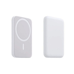Портативное беспроводное зарядное устройство Power Bank (аккумуляторная батарея) 5000 mAh, MagSafe, белое REXANT 30-2053