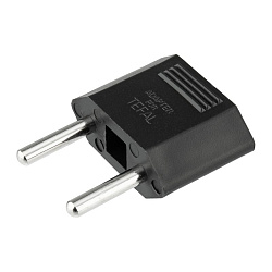 Адаптер сетевой (переходник) с Евро А/F на тонкую вилку С1 плоский «Тефаль» 6А б/з черный REXANT 11-1042