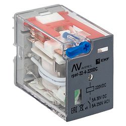 Реле промежуточное с кнопкой и мех. Индикацией RPAt 22/4 5A 220В DC EKF 