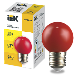 LIGHTING Лампа светодиодная декоративная G45 шар 1Вт 230В красный E27 IEK LLE-G45-1-230-R-E27