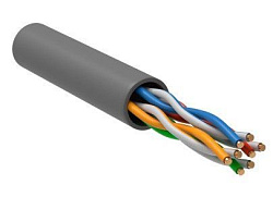 Кабель витая пара UTP CAT 5e, INDOOR, 4x2x24AWG, CCA, серый, 305м DEKRON DEK1301-0001