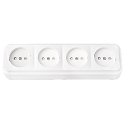 Розетка штепсельная четырехместная со шторками открытой установки РА16-277 205BY