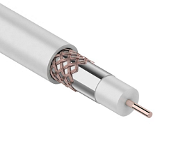 Кабель коаксиальный REXANT RG-6U+Cu, 75 Ом, Cu/Al/Cu, 75%, бухта 100 м, белый км 01-2223
