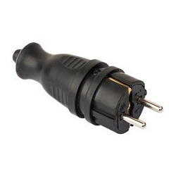 Вилка прямая каучуковая 230В 2P+PE 16A IP44 EKF PRO RPS-011-16-230-44-r