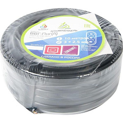 Кабель ВВГ-Пнг(А) 3х2.5 ок (N PE) 0.66кВ (бухта 10м) (шт) АЛЬФАКАБЕЛЬ 45990 291968