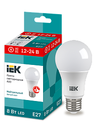 Лампа светодиодная A60 груша 8Вт 12-24В 4000К E27 IEK LLE-A60-08-12-24-40-E27