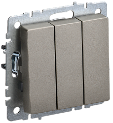 BRITE Выключатель 3-клавишный 10А ВС10-3-0-БрШ шампань IEK BR-V30-0-10-K37