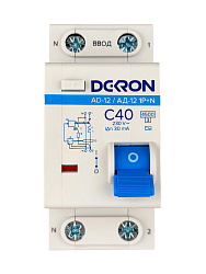 Автоматический выключатель дифференциального тока АД12 1P+N C40A АС30мА 4.5KA ad12-2-C40-30AC-dek