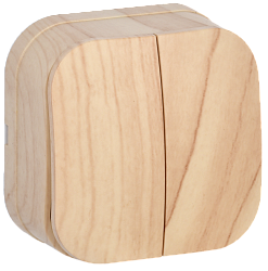 GLORY Выключатель 2-клавишный для открытой установки 10А ВС20-2-0-ХС сосна IEK EVH20-K34-10