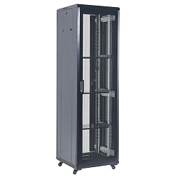 Шкаф телекоммуникационный напольный 19" 18U 600×600мм, дверь перфорация, разборный, черный (RAL 9005) REXANT 04-1866-232