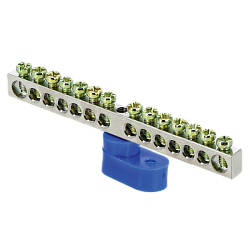 Шина "0" N (6x9мм) 14 отв. цинк синий угловой изолятор EKF 