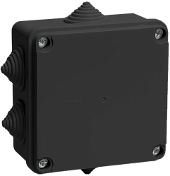 Коробка распаячная КМ41233 для открытой проводки безгалогенная (HF) 100х100х50мм IP44 6 гермовводов черная (RAL 9005) IEK UKO11-100-100-050-K02-44