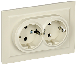 BRITE Розетка 2-местная с заземлением с защитными шторками 16А в сборе РСш12-3-БрКр бежевый IEK BR-R24-16-K10-F