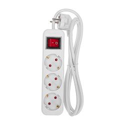Удлинитель STANDARD 3 гнезда, 1,5м, 3х1,0мм², с/з, с выключателем, белый REXANT 13-4012