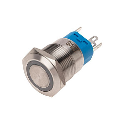 Кнопка антивандальная Ø19 250В Фикс (5с) OFF-ON/ON-OFF подсв/синяя REXANT 36-3441