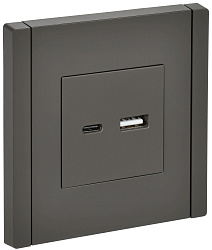 FORTE&PIANO Розетка USB A+C 3,1А FP350 серый IEK FP-U22-D31-K03