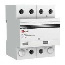 УЗИП Т1 Iimp 25kA (10/350μs) 2P EKF spd-t1-25-2p
